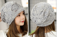 silver lined lace beanie for women
