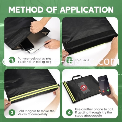 emf/rfid shielding fireproof large luminous faraday bag sets